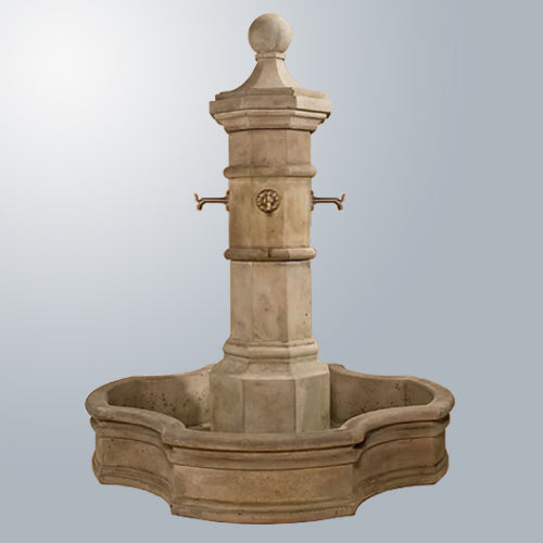 Outdoor water feature with large basin