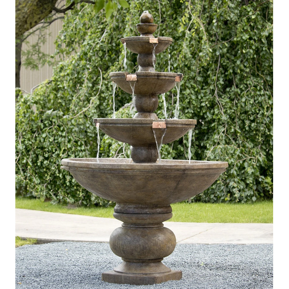 Four tier outdoor water fountain
