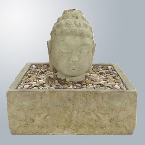 Decorative water feature with a sculpted head design