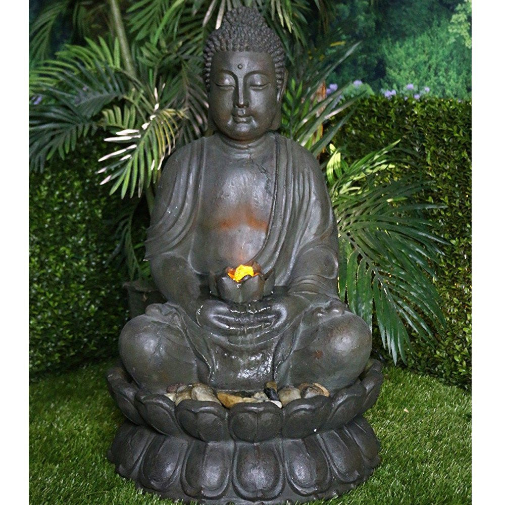 buddha water feature led lights