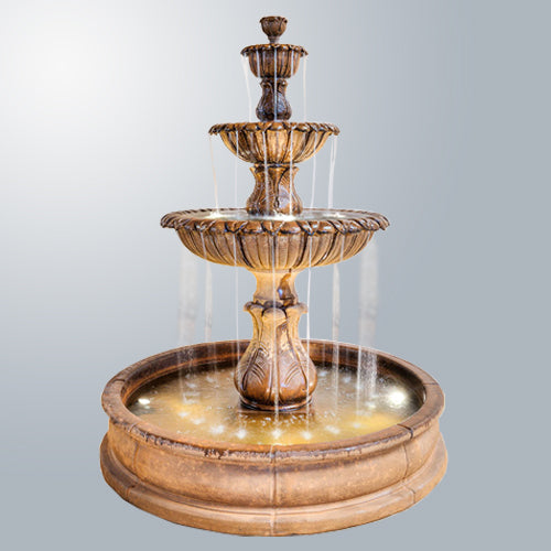 Three tier pond fountain for outdoor garden