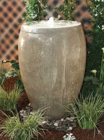 Cast stone garden fountain with two foot reservoir