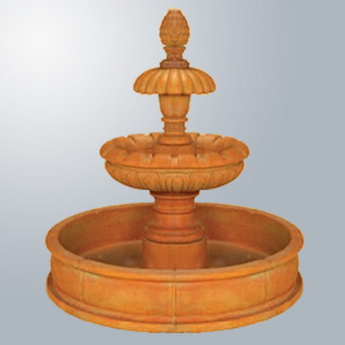 Two tier pond fountain for outdoor water feature