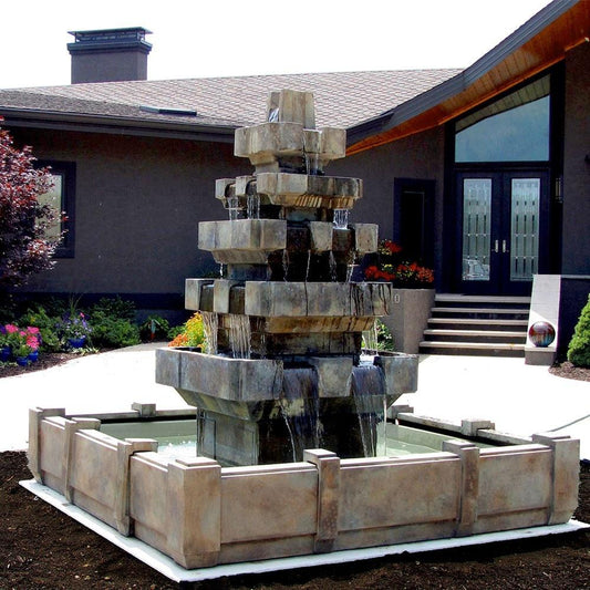 Outdoor fountain in pool