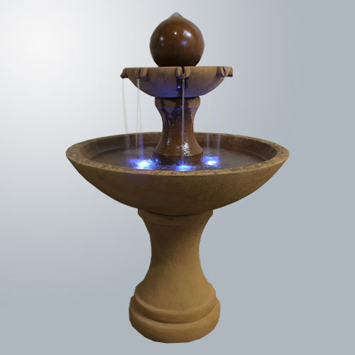 Two tier outdoor water fountain
