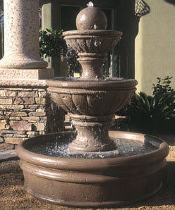 GFRC tiered fountain with basin