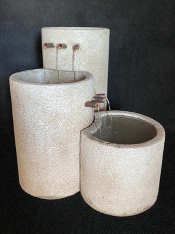 Cylinder streams cascade water feature