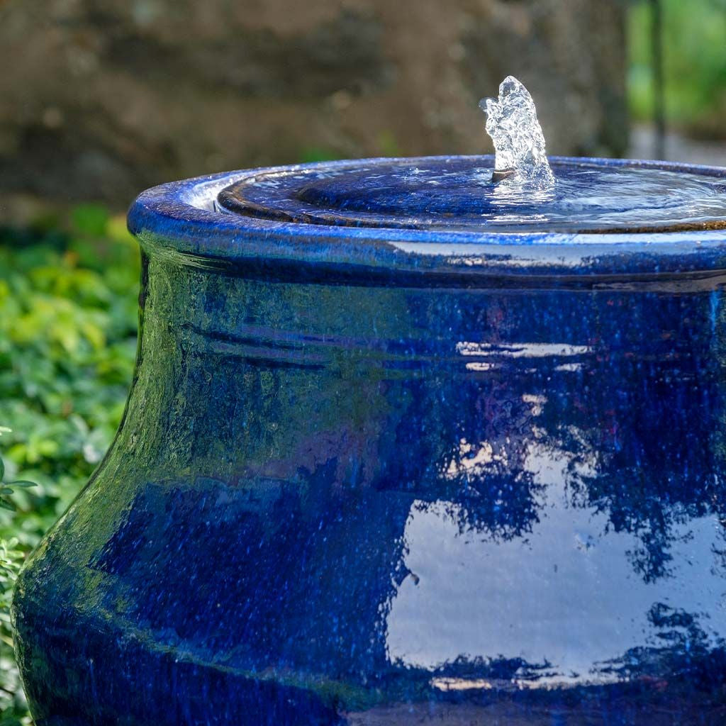 Glazed terra cotta outdoor fountain