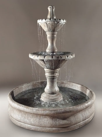 Outdoor fountain with large basin