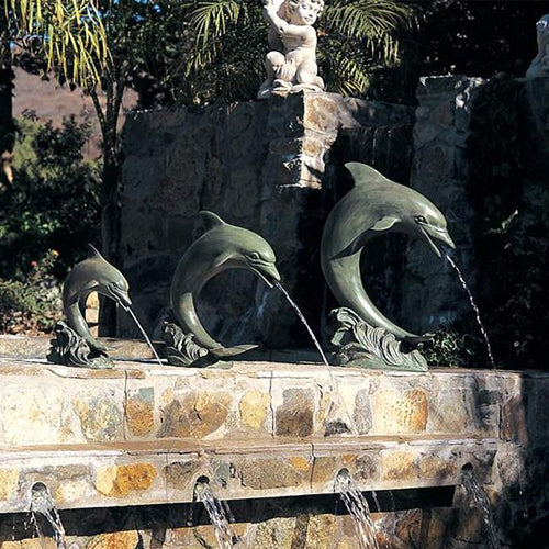 garden fountain dolphin accent