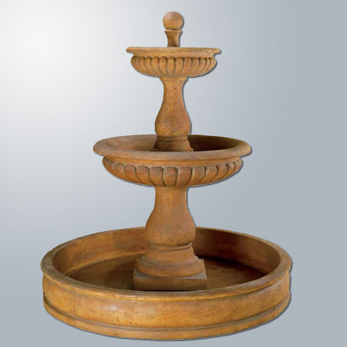 Tiered outdoor water fountain for ponds