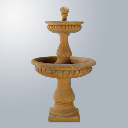 Two tier outdoor water fountain for garden or patio
