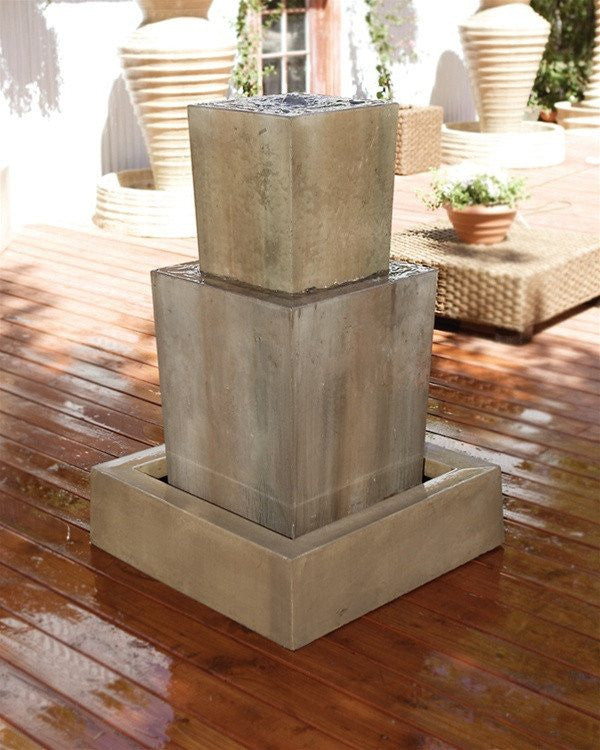 Garden water fountain with a unique double obtuse design