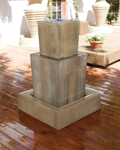 Garden water fountain with a unique double obtuse design