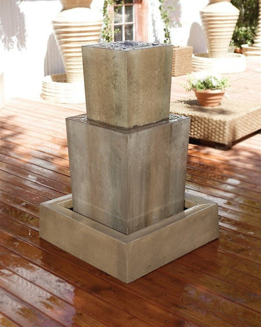 Garden water fountain with a unique double obtuse design