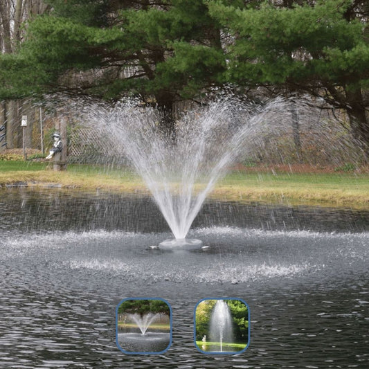 EasyPro AquaFountain - Included Spray Patterns Umbrella Spray and Rocket Spray On Water Display