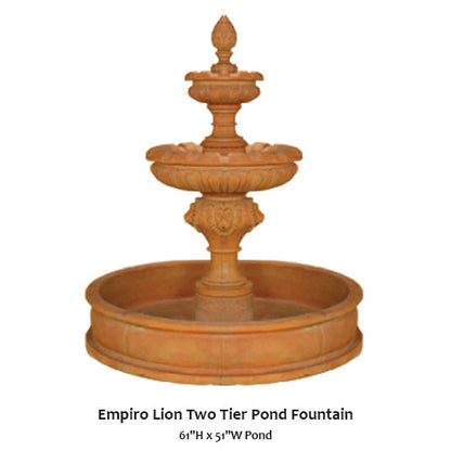 Empiro Lion Two Tier Pond Fountain