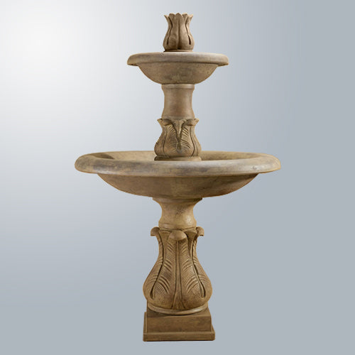 Tall two tier outdoor water fountain