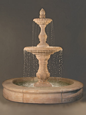 Outdoor water feature with decorative basin