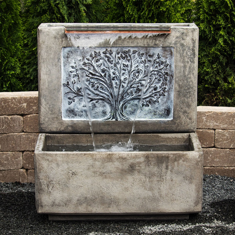 Image of a large oak wall fountain