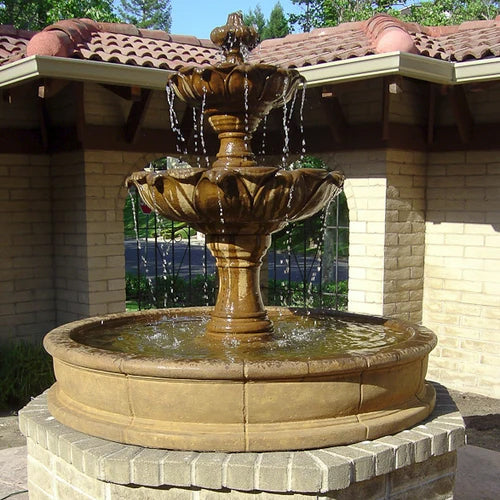 Two tier pond fountain for garden