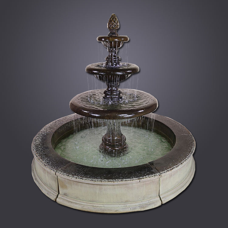 Three tier pond fountain for easy installation