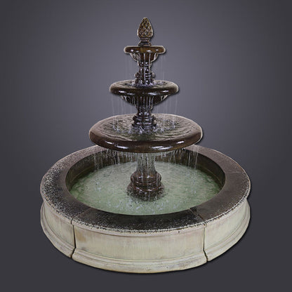Three tier pond fountain for easy installation