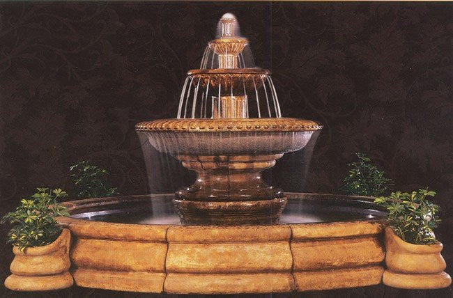 Fluted outdoor water fountain for garden or patio
