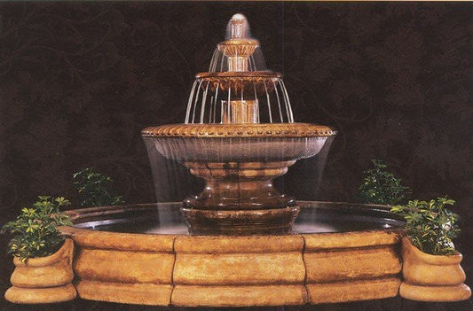Fluted outdoor water fountain for garden or patio