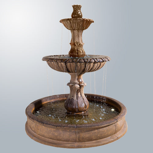Two tier pond fountain for garden or patio