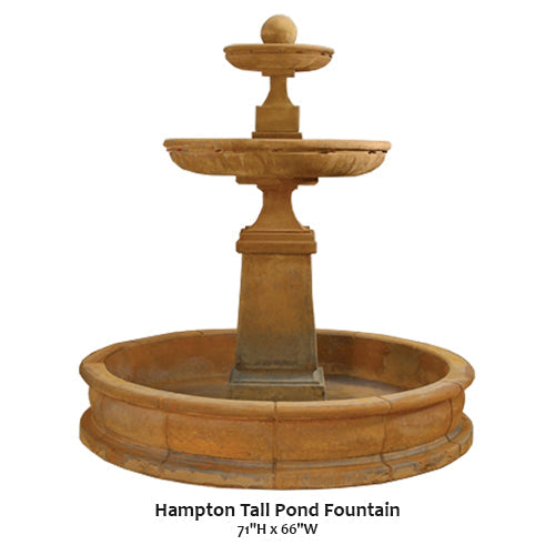 Tall pond fountain for outdoor garden