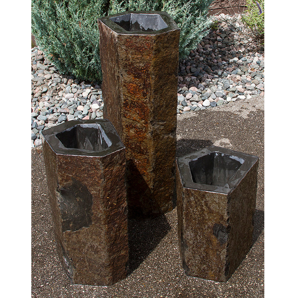 Hollowed-Out Basalt Column Outdoor Fountain