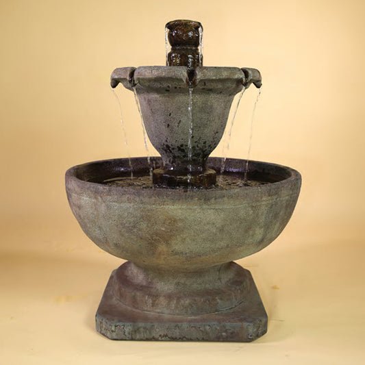 Two tier garden fountain