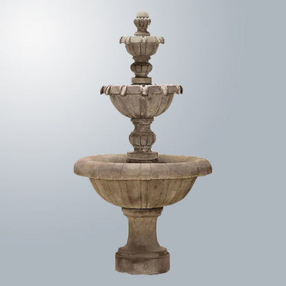 Image of a three tier outdoor water fountain.