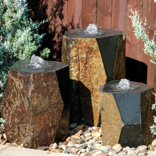 Triple stone outdoor water feature