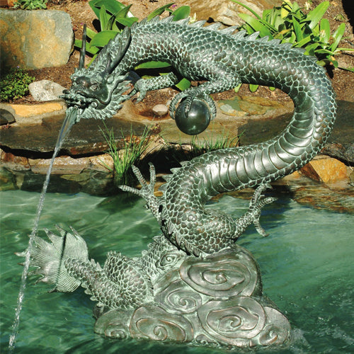 garden fountain water dragon brass baron