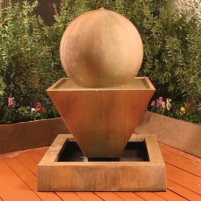 Large outdoor water feature with sphere accent