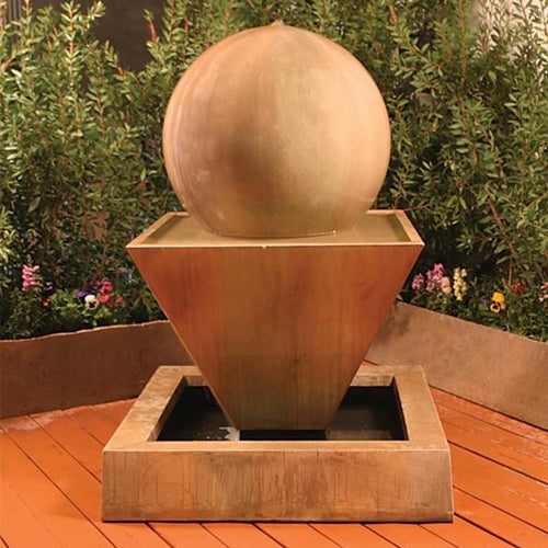 Large outdoor water feature with sphere accent