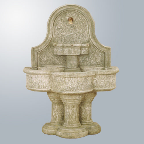 Outdoor wall water fountain designed for a spout