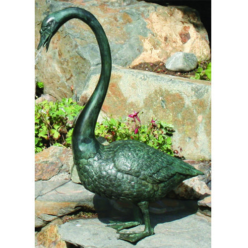 Brass goose sculpture for garden or pool area