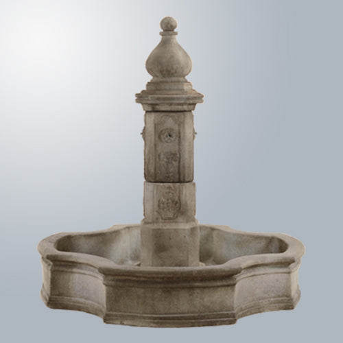 Pond fountain with finial detail