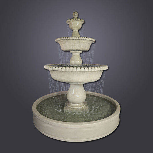 Three tier pond fountain for outdoor water feature