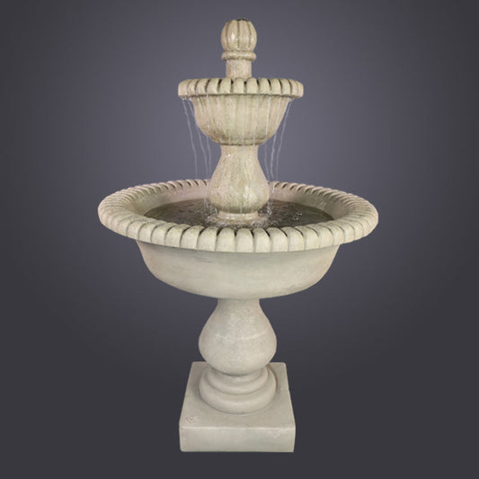 Two tier outdoor water fountain