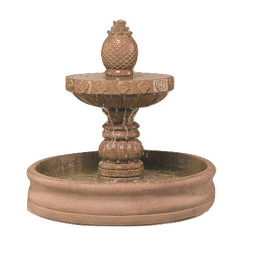 Outdoor water fountain with large basin