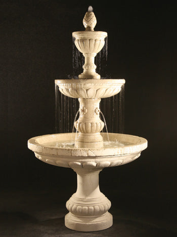 Image of a Mediterranean style fountain with a plumbed spacer.