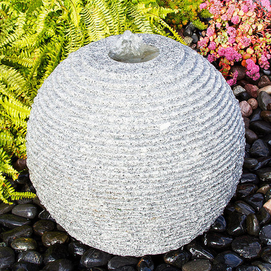 Ribbed granite sphere stone fountain for garden or patio