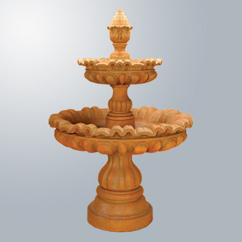 Two tier outdoor water fountain
