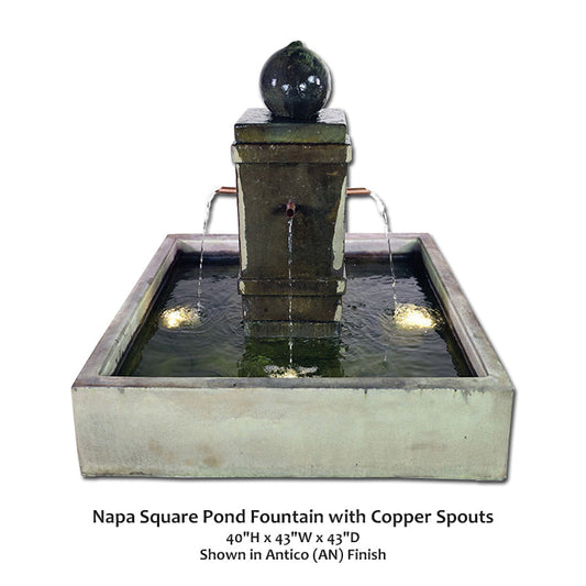 Napa Square Pond Fountain with Copper Spouts