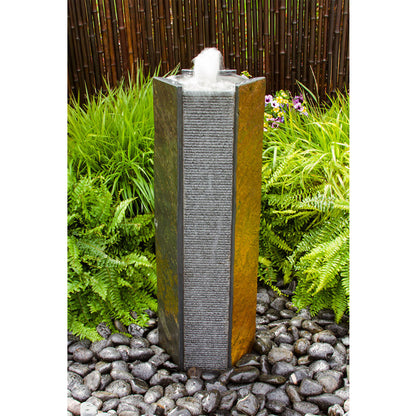 Octagon basalt stone tower fountain for garden or patio