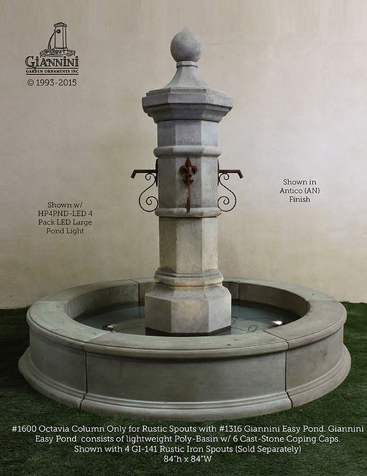 Outdoor garden fountain in easy pond.